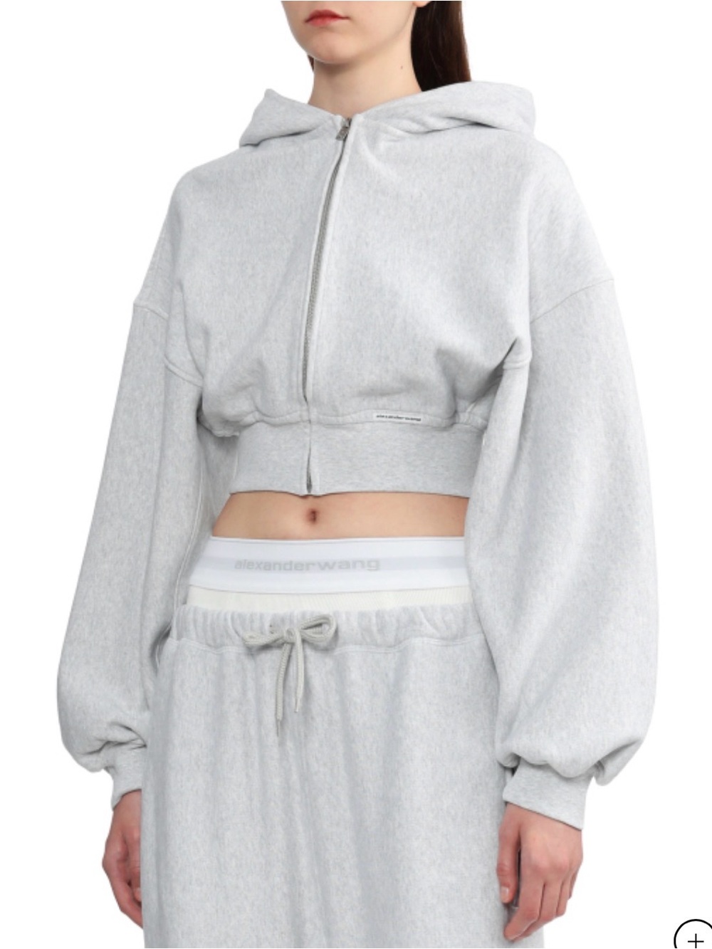Alexander Wang Light Heather Gray Cropped Zip Hoodie - Picture 7 of 7